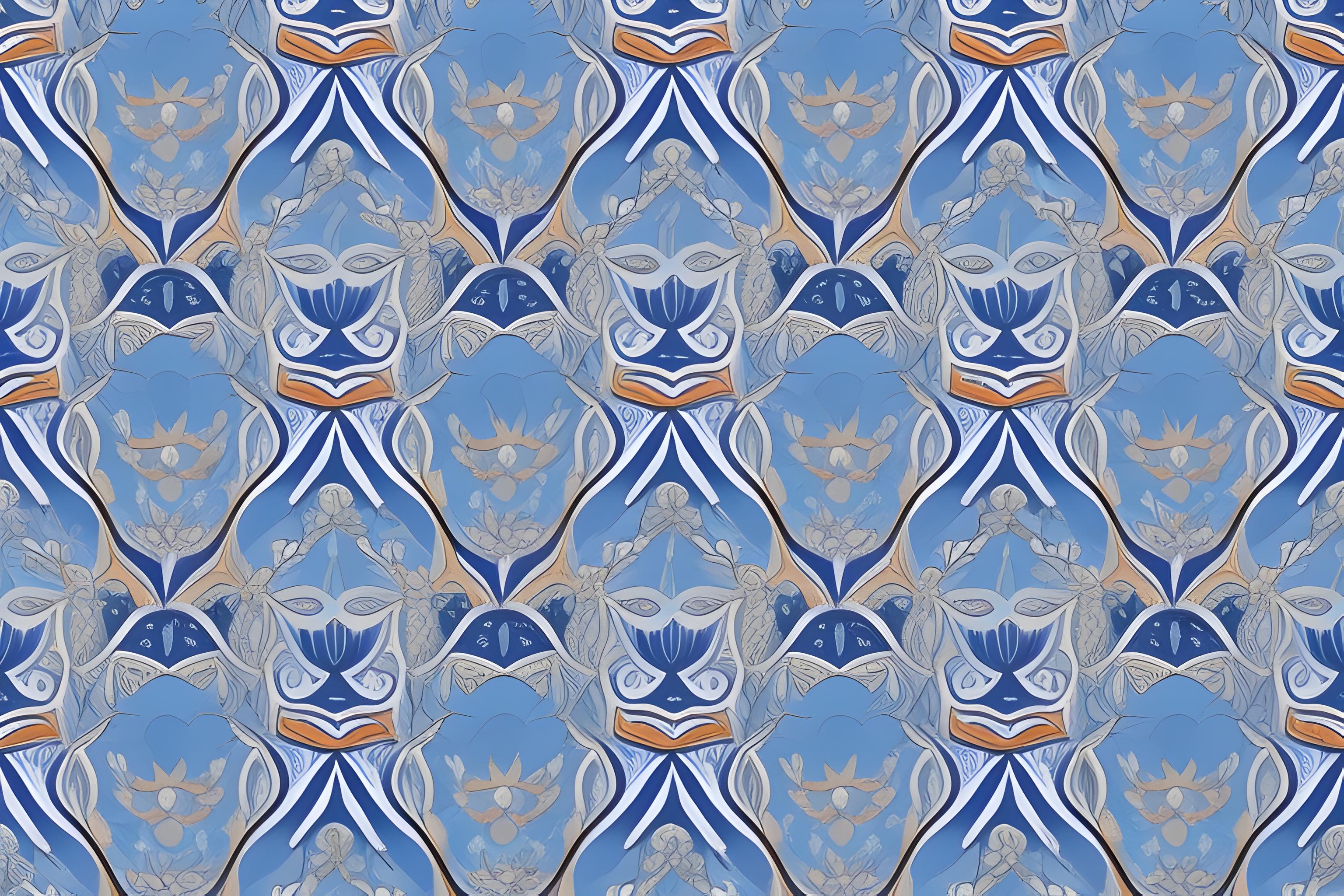 William Morris-style pattern in blue and cornflower blue tones. 8k --ar 1:1.414